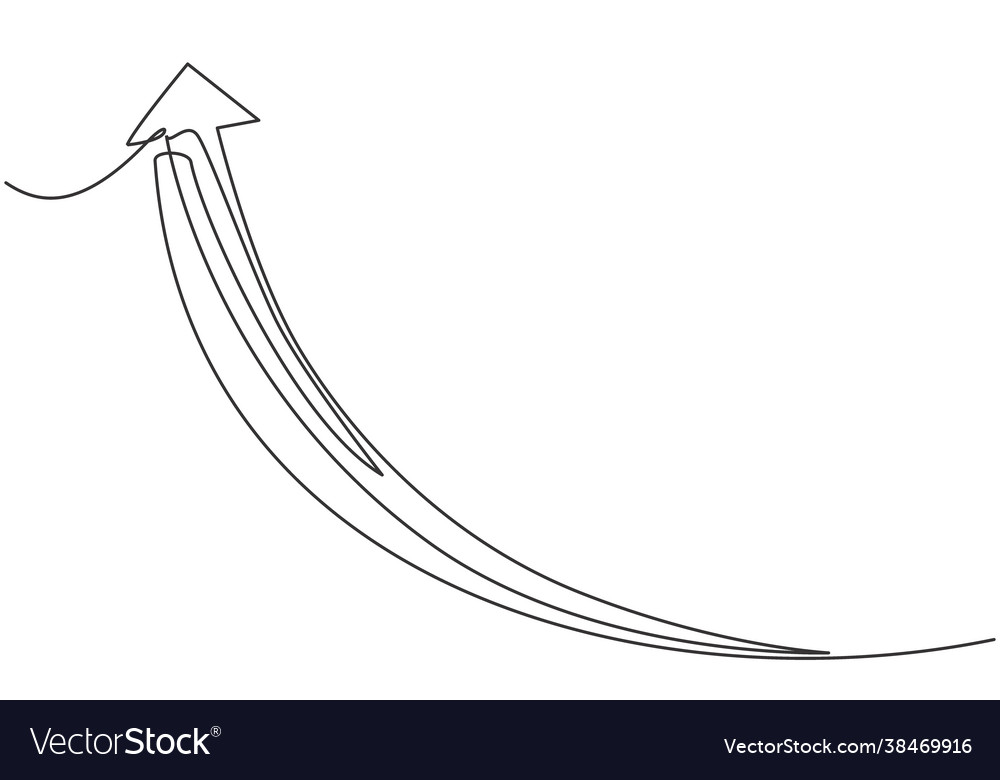 Single continuous line drawing rising up arrow