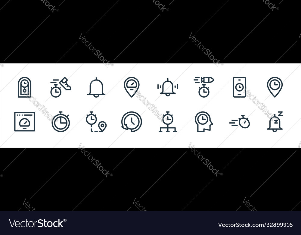 Speedometer and time line icons linear set