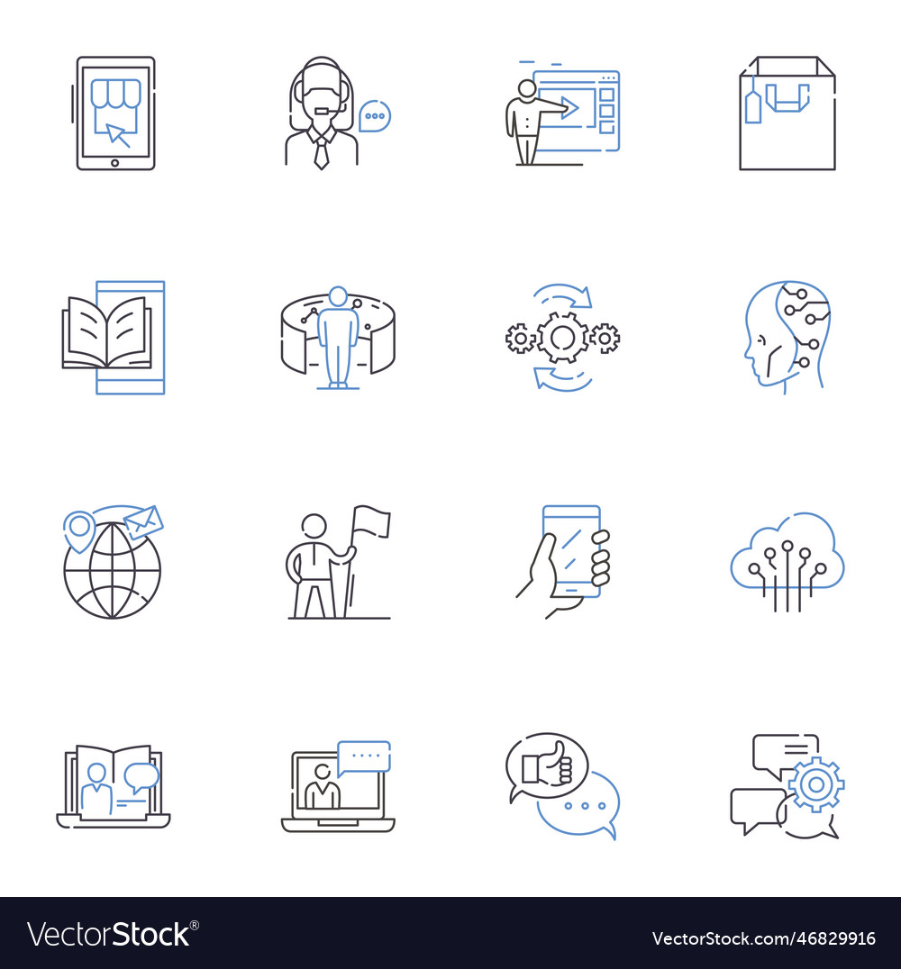 Statistical analysis line icons collection vector image Statistical analysis line icons collection