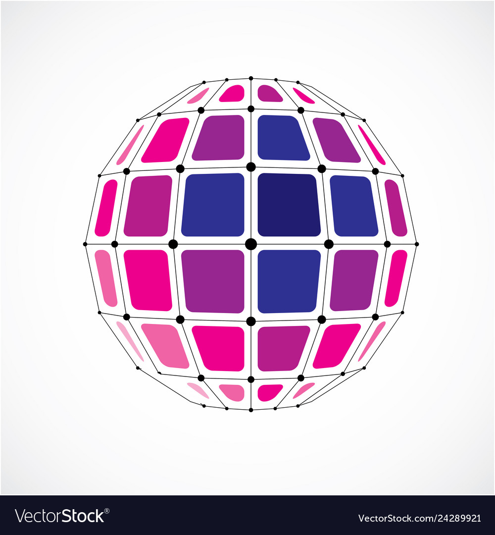 3d low poly spherical object with black connected vector image 3d low poly spherical object with black connected