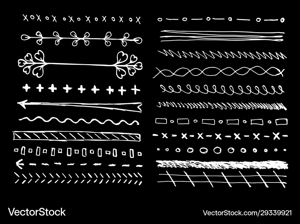 A set different lines drawn hand Royalty Free Vector Image