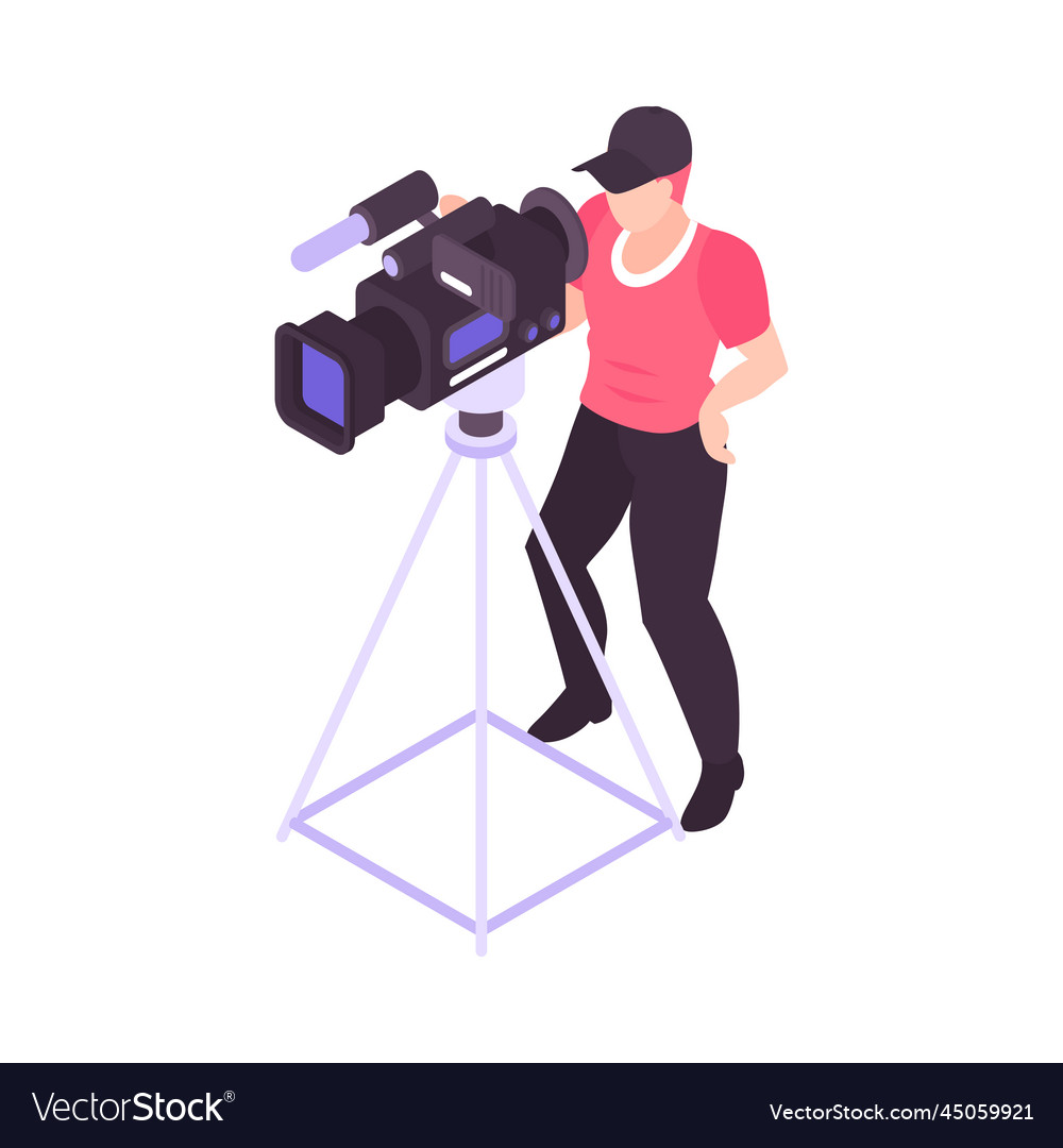 Cinema cameraman isometric composition Royalty Free Vector