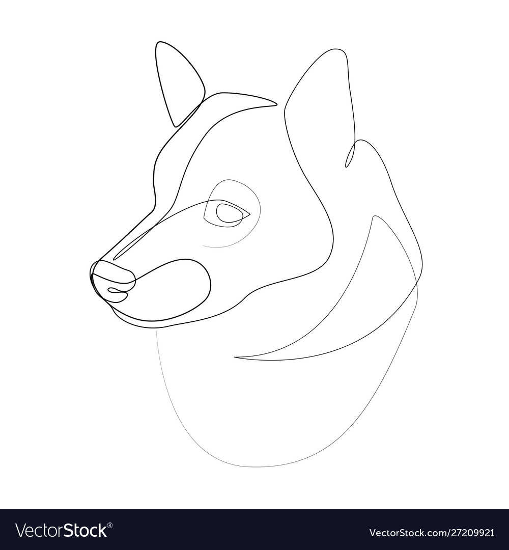 Continuous line shiba inu single line minimal Vector Image