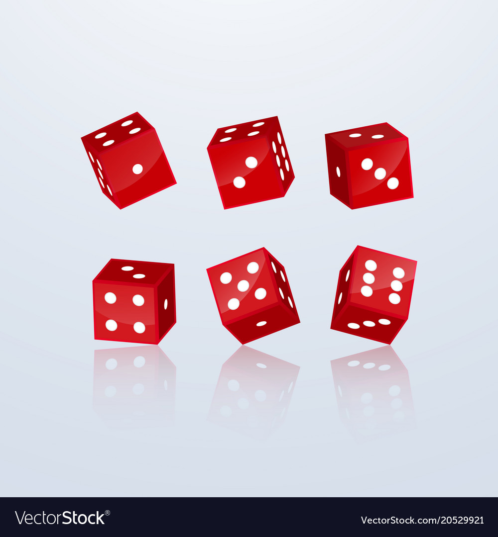 Dice of red color in different perspective