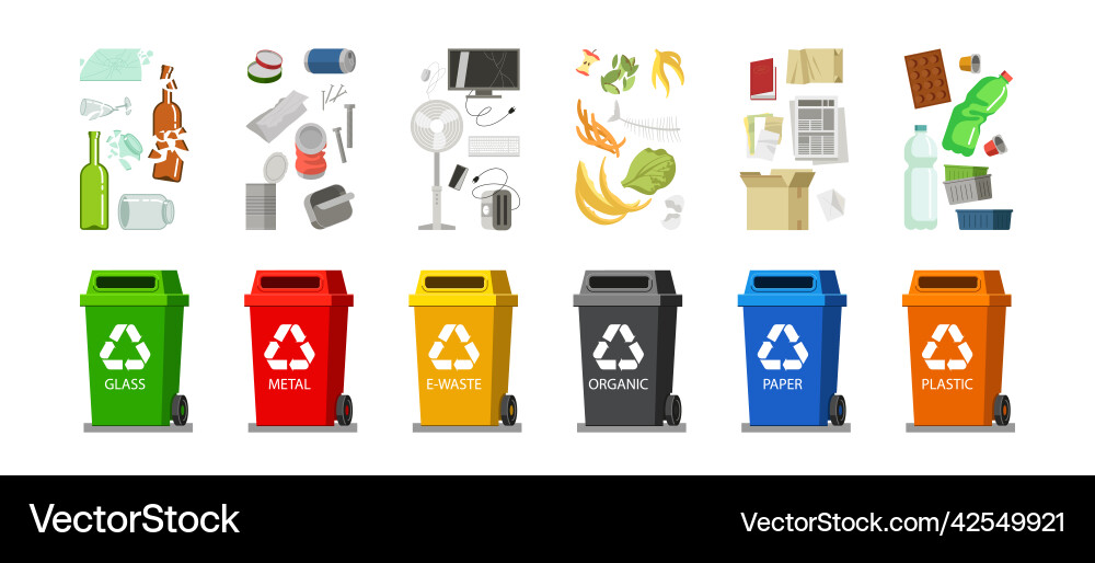 Garbage recycle bins set Royalty Free Vector Image