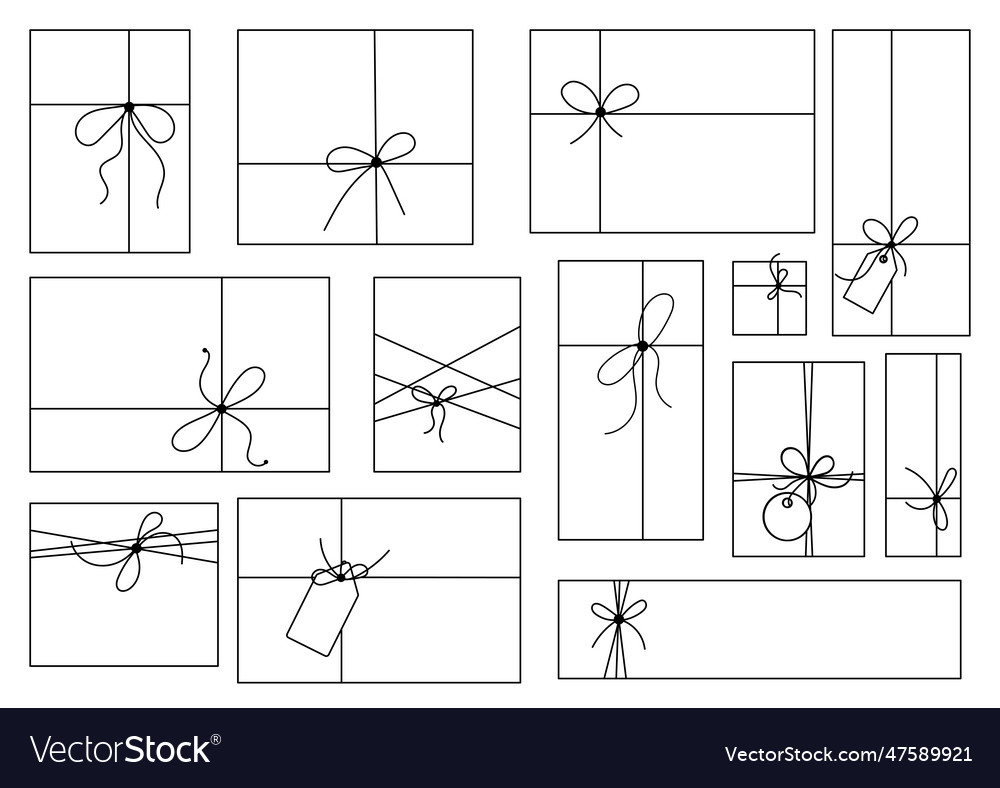 Gift box with bow and label tag on ribbon string vector image Gift box with bow and label tag on ribbon string