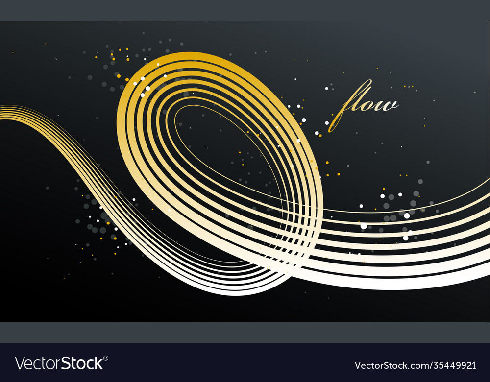 Golden 3d lines in motion dimensional abstract