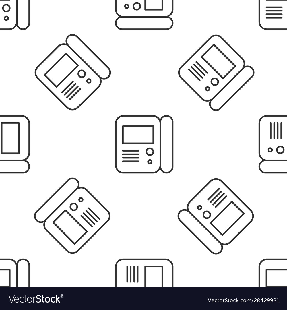 Grey line house intercom system icon isolated vector image Grey line house intercom system icon isolated