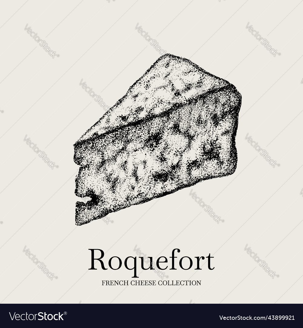 Hand drawn of roquefort cheese template for card