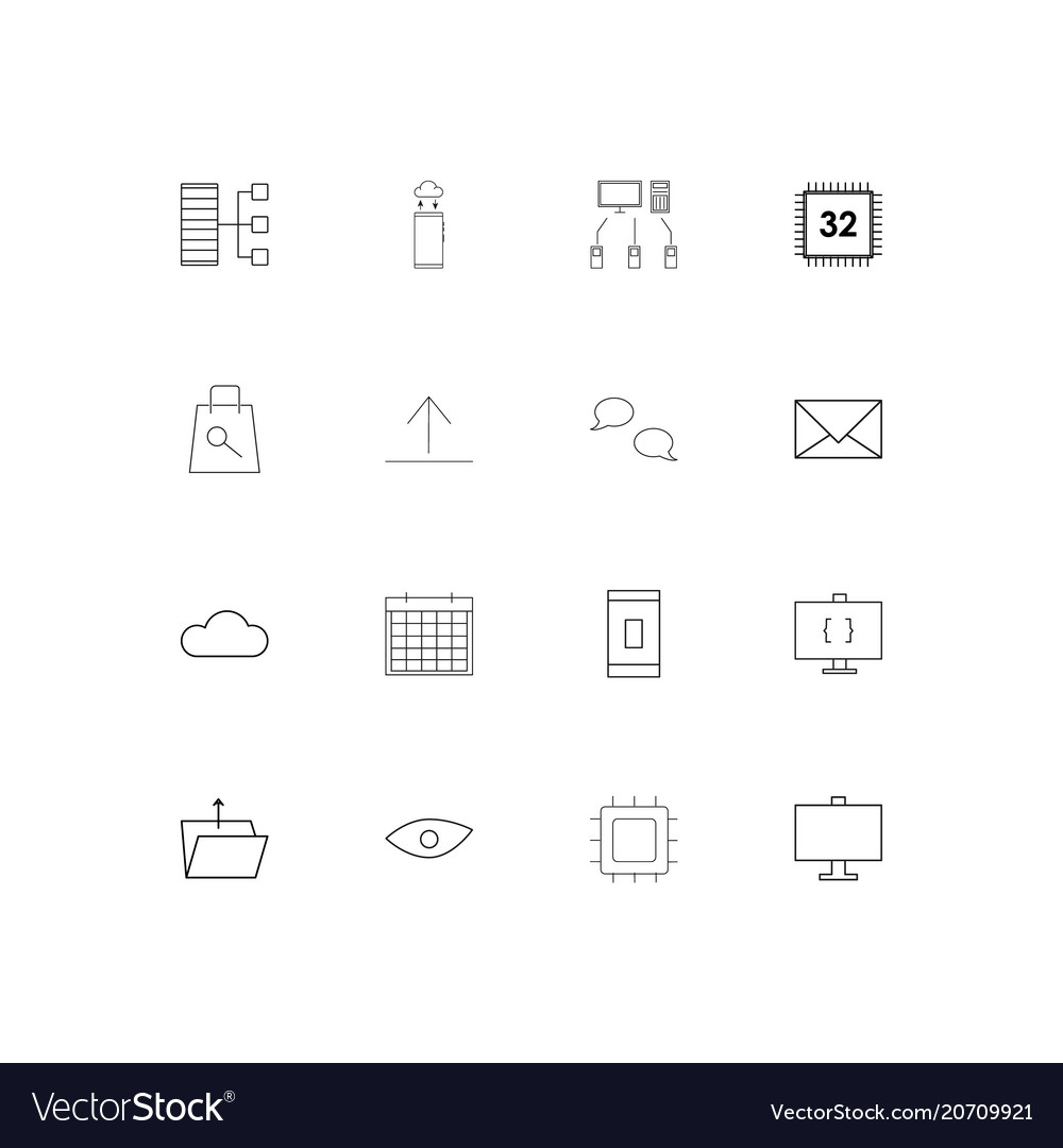 Internet technologies simple linear icons set