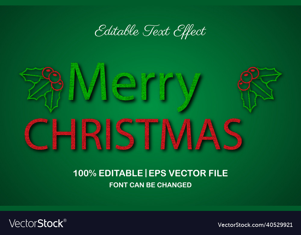 Merry christmas editable text effect 3d style