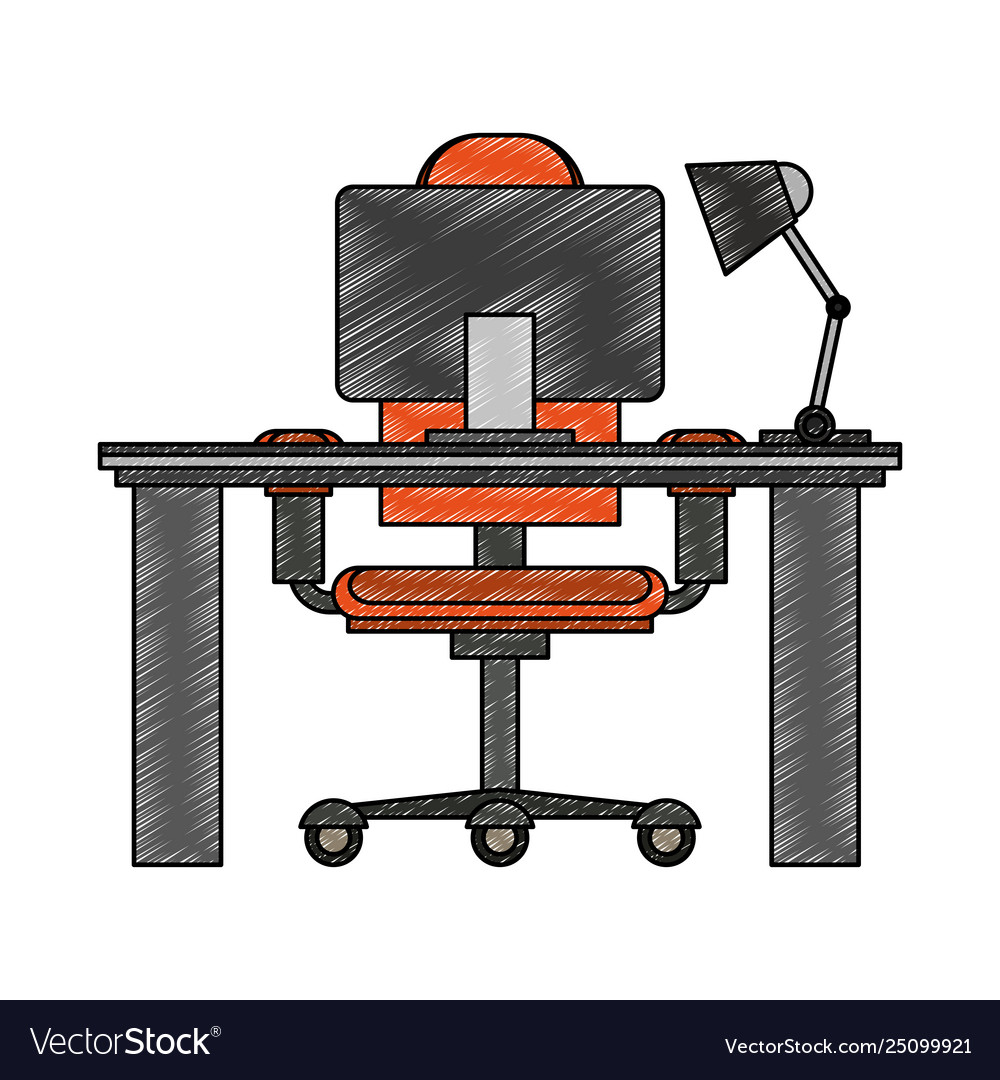 Office with computer scribble