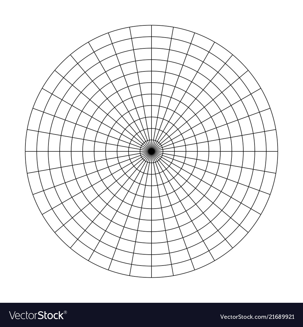 Polar grid of 10 concentric circles and degrees Vector Image