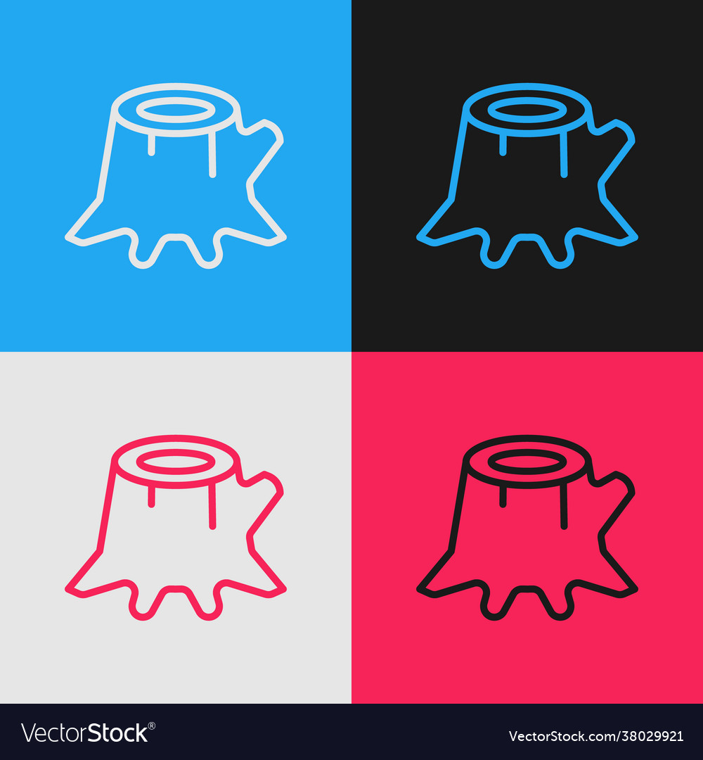 Pop art line tree stump icon isolated on color vector image Pop art line tree stump icon isolated on color