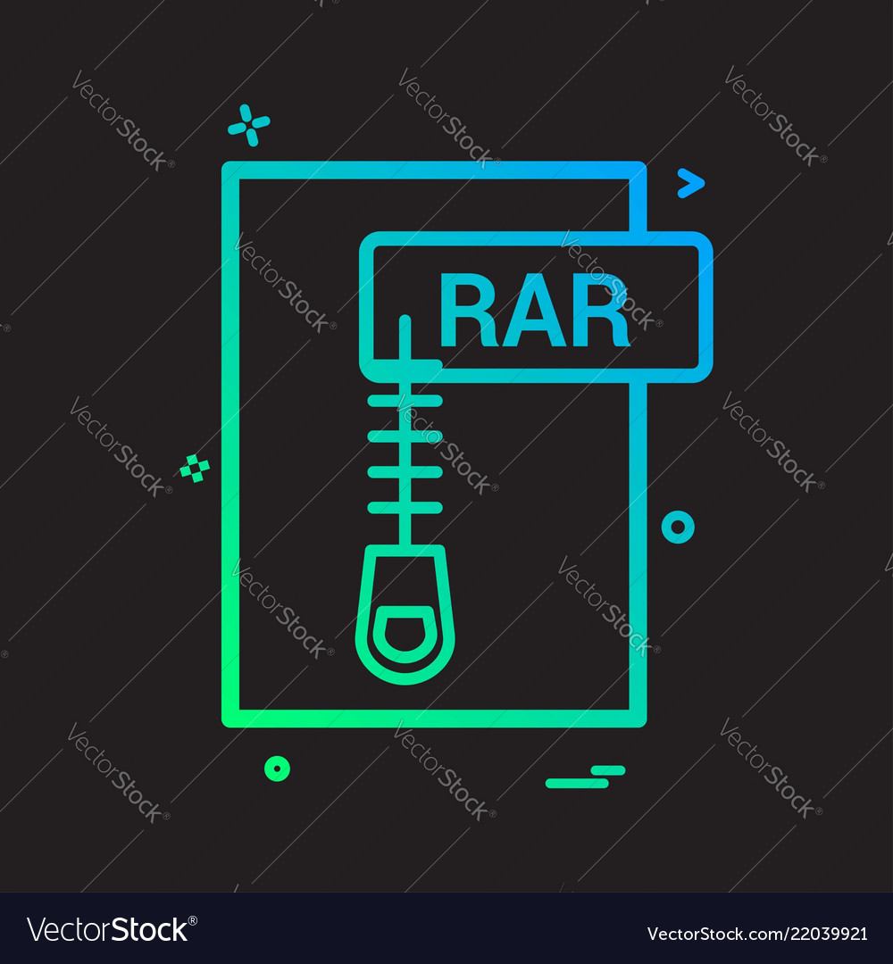 Rar file format icon design Vector Image Rar file format icon design