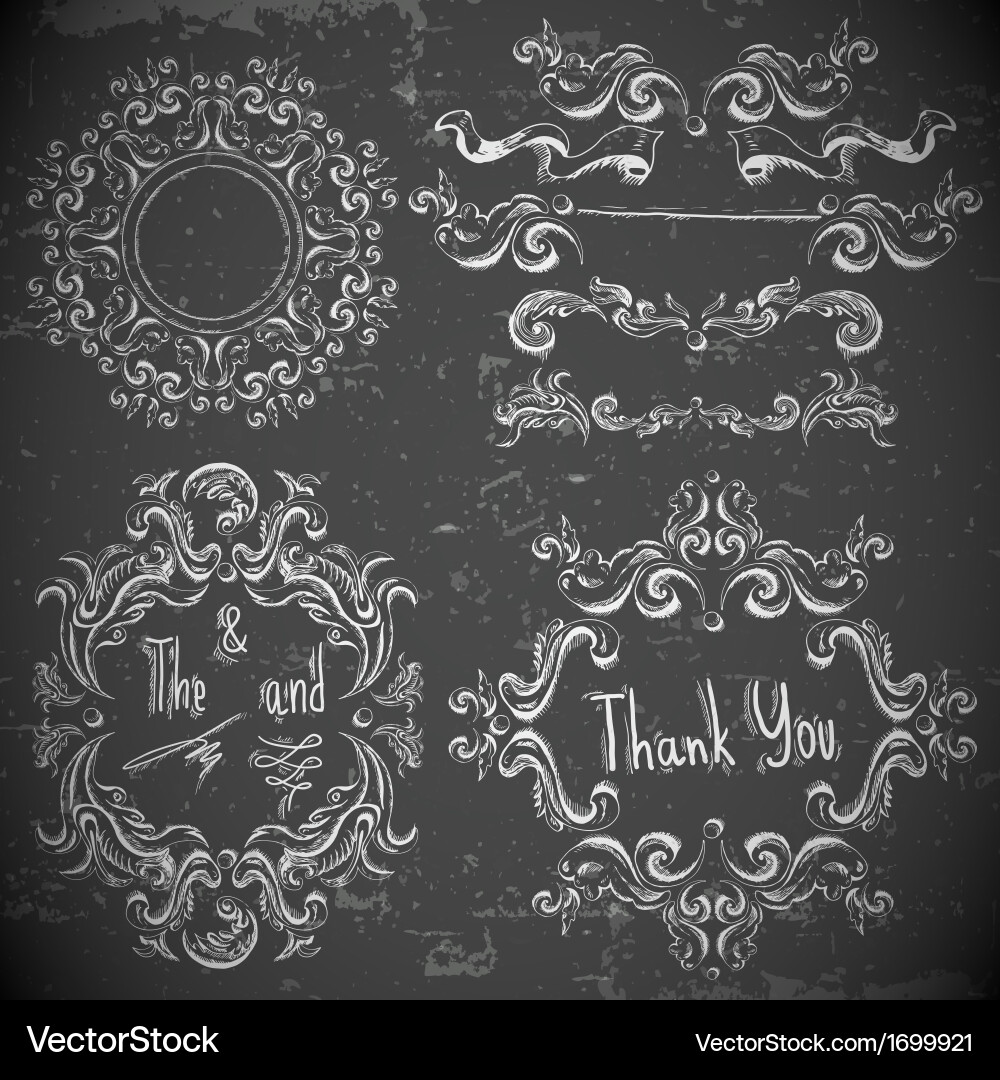 Set calligraphic design elements Royalty Free Vector Image