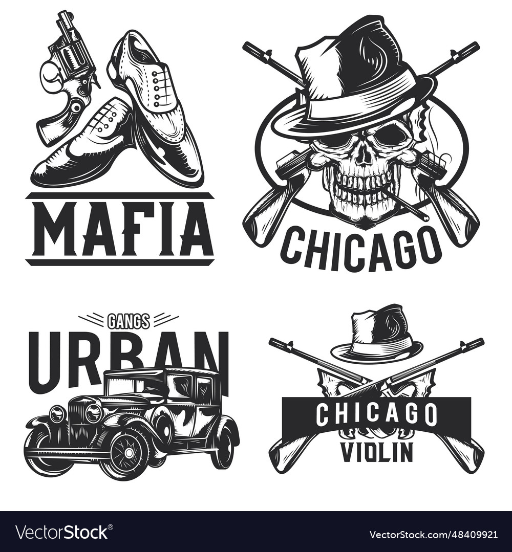 Set of mafia emblems labels badges logos Vector Image