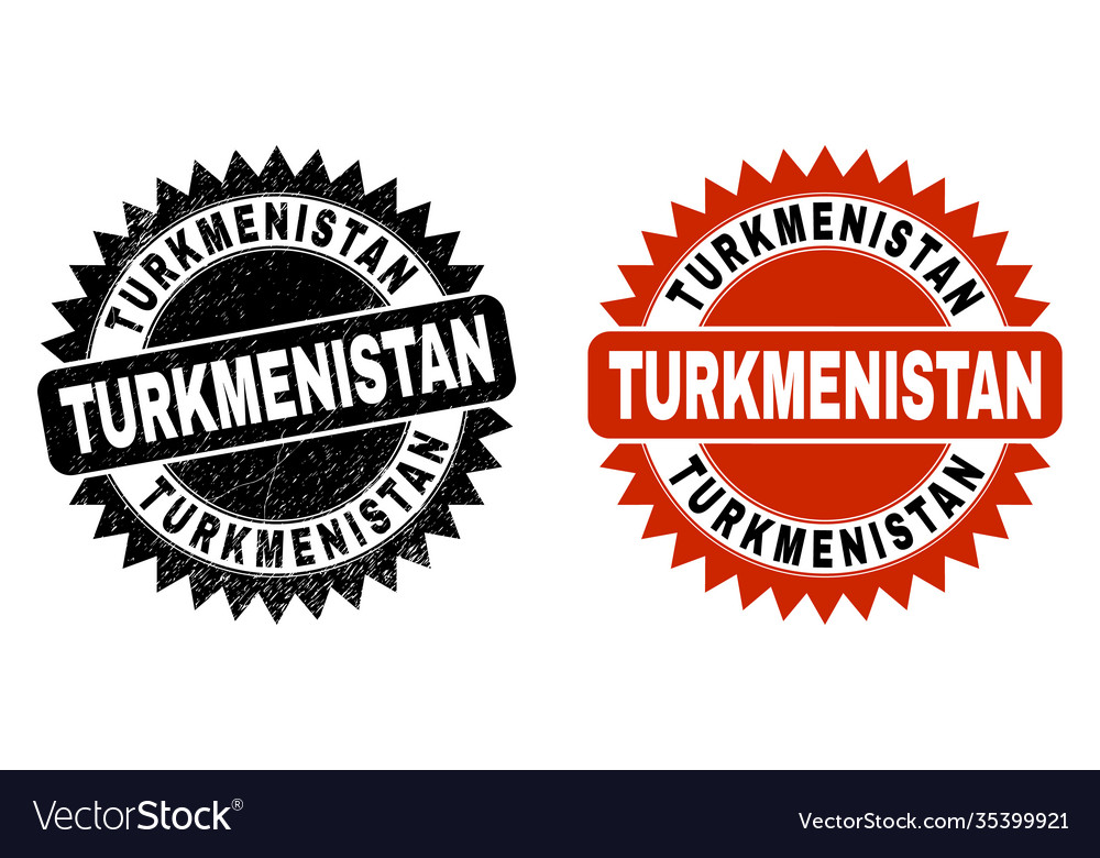 Turkmenistan schwarze Rosettendichtung mit Distress