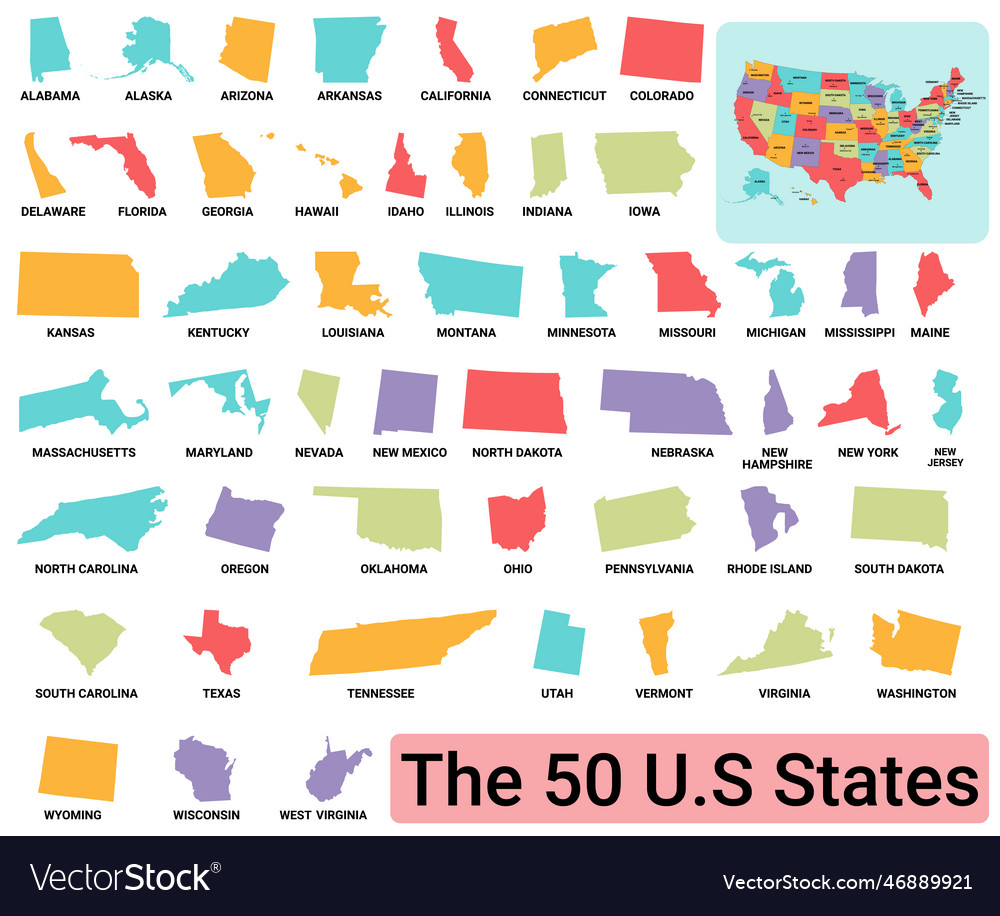 Usa map divided state Royalty Free Vector Image