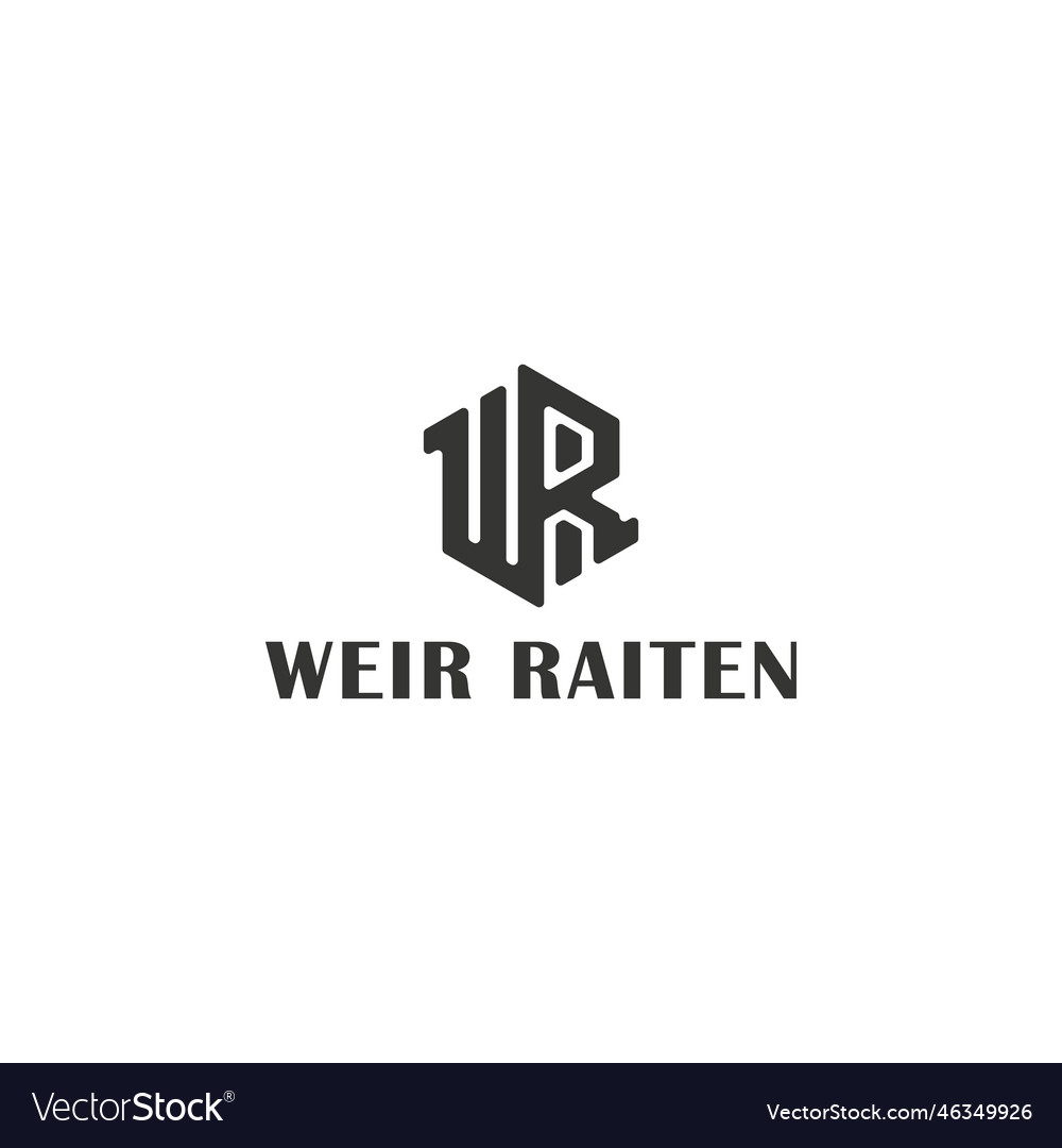 Abstract initial letter wr or rw logo in black Vector Image