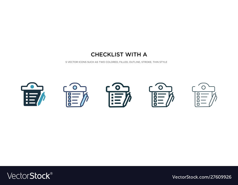 Checklist with a pencil icon in different style vector image Checklist with a pencil icon in different style