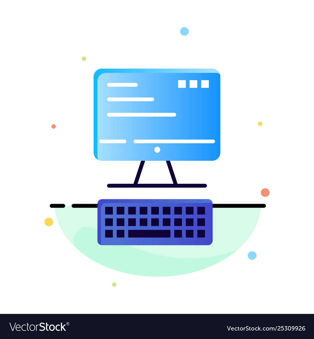 Computer keyboard monitor computing abstract flat vector image Computer keyboard monitor computing abstract flat