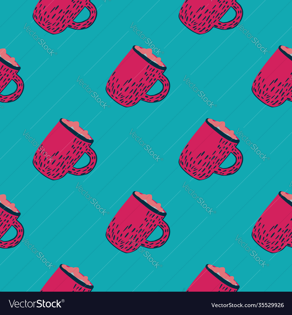Contrast seamless doodle pattern with xmas cocoa vector image Contrast seamless doodle pattern with xmas cocoa