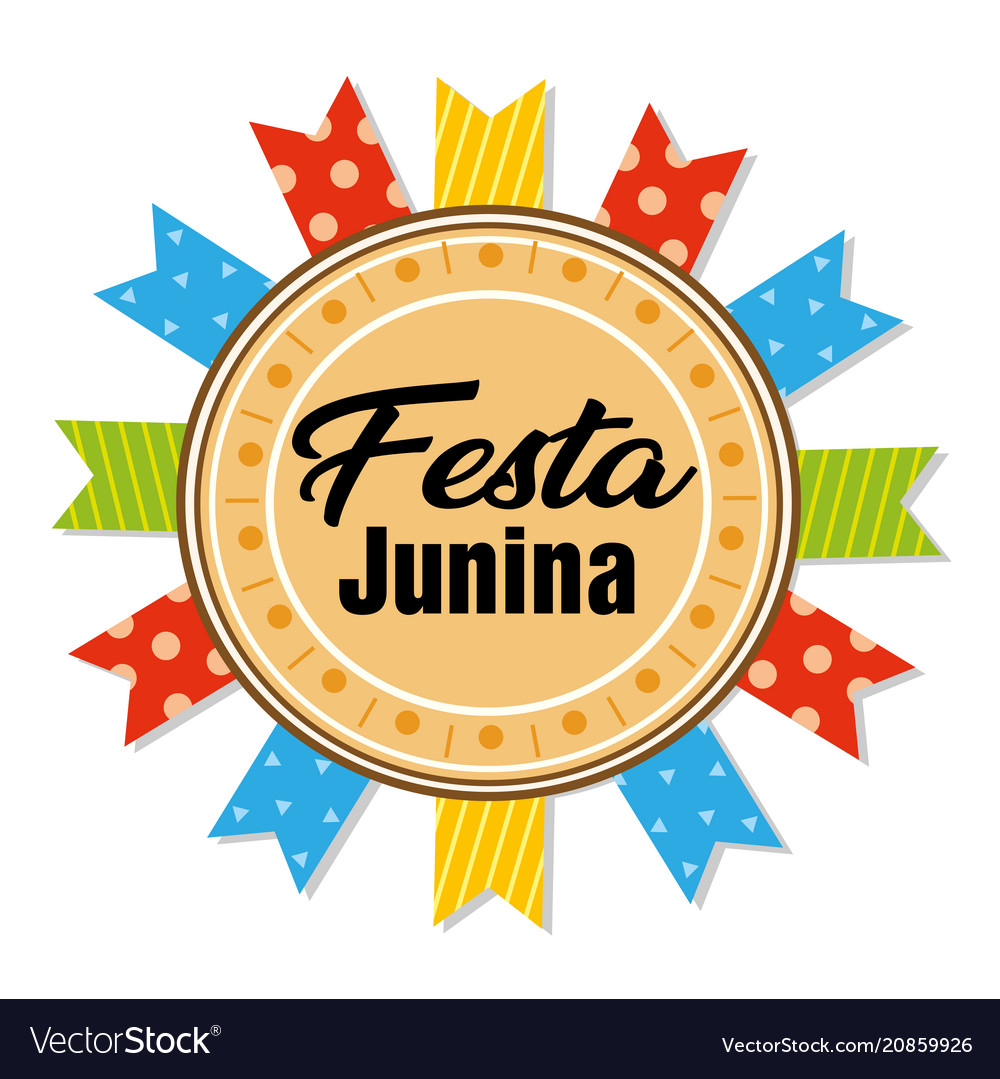 Festa junina circle frame colorful ribbon white ba