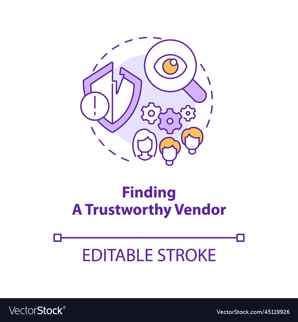 Finding trustworthy vendor concept icon Royalty Free Vector
