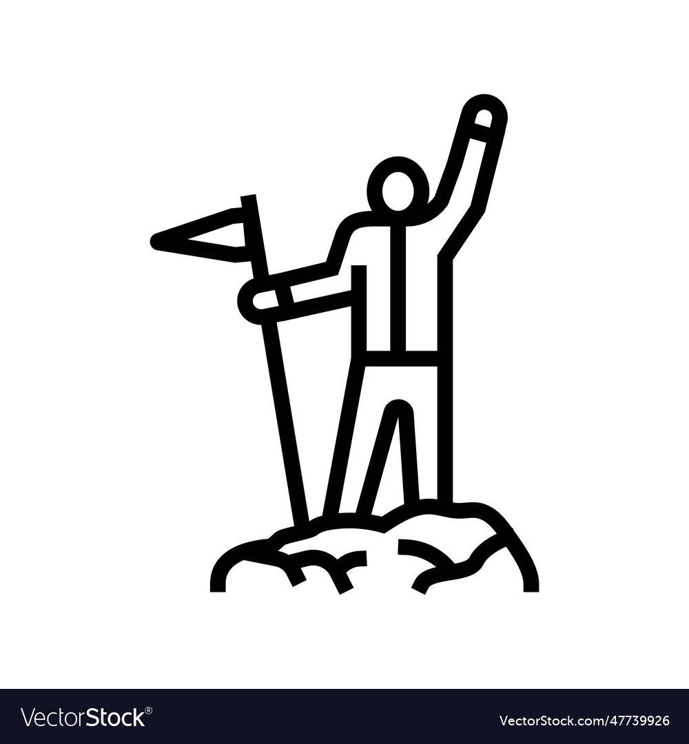 Flag mountaineer top line icon Royalty Free Vector Image