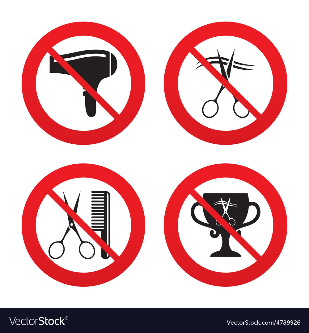 Hairdresser icons scissors cut hair symbol