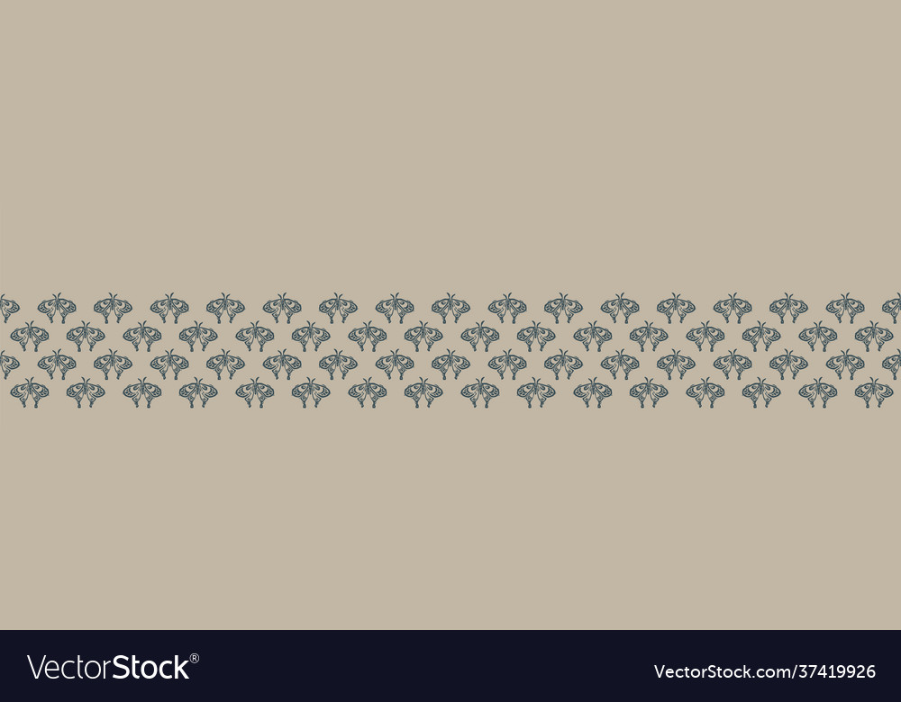 Hand carved butterfly block print seamless border Vector Image