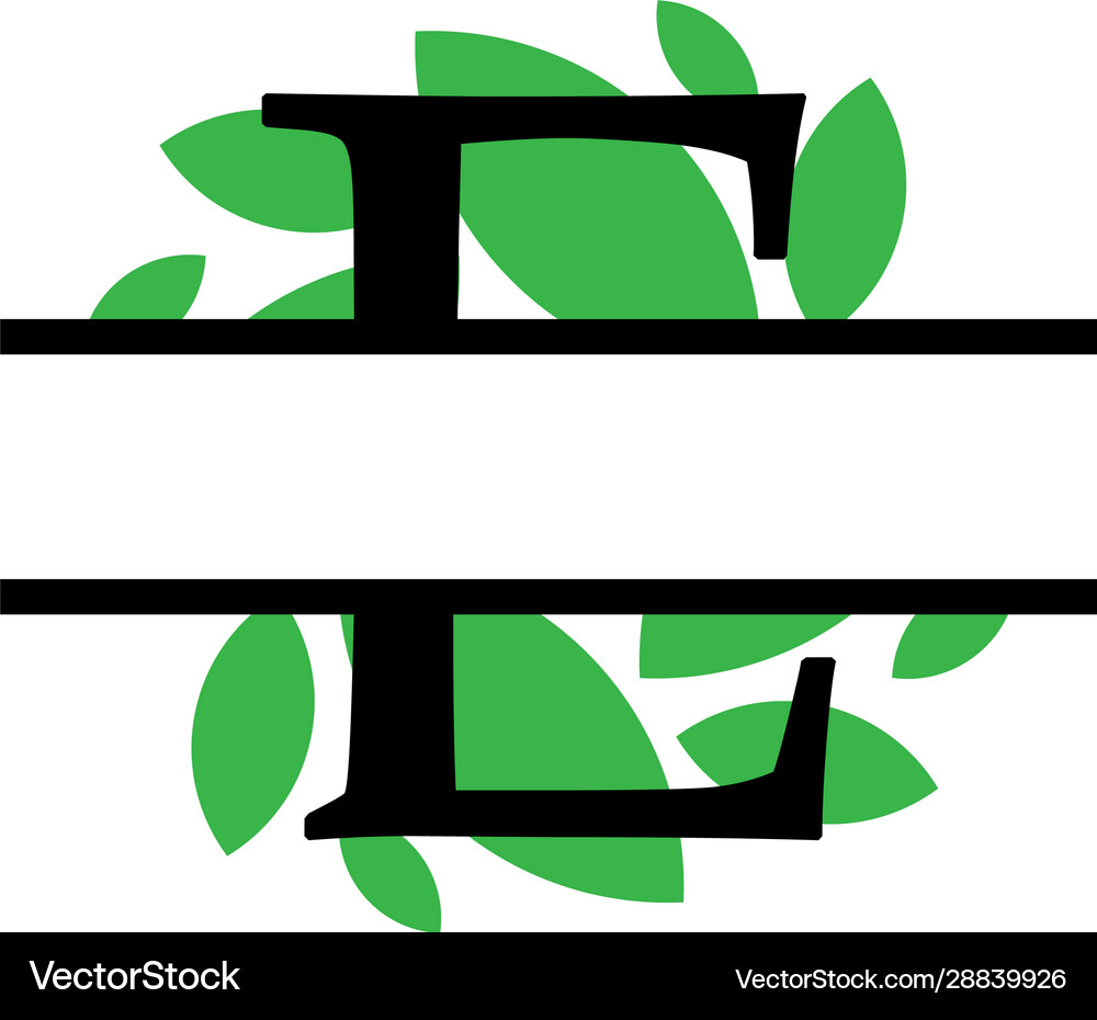 Initial e green leaf monogram split letter Vector Image