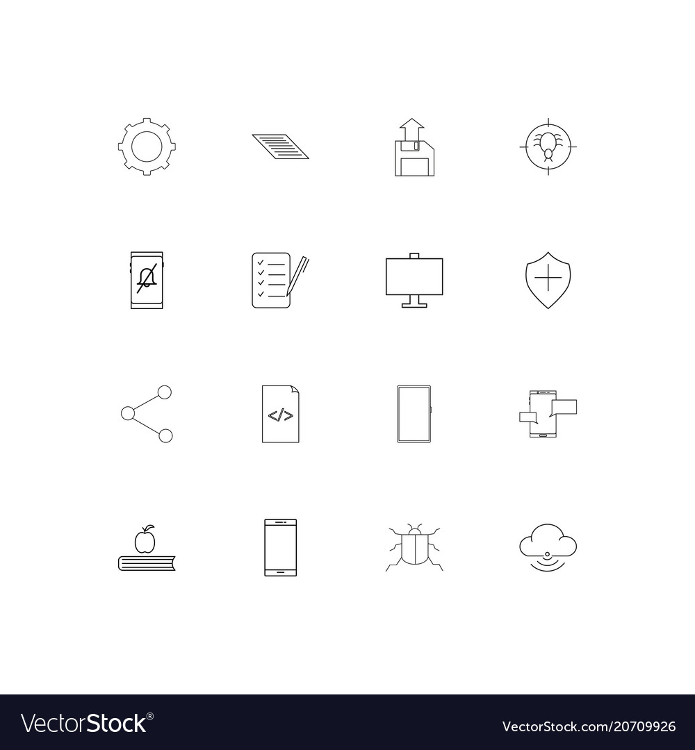 Internet technologies simple linear icons set