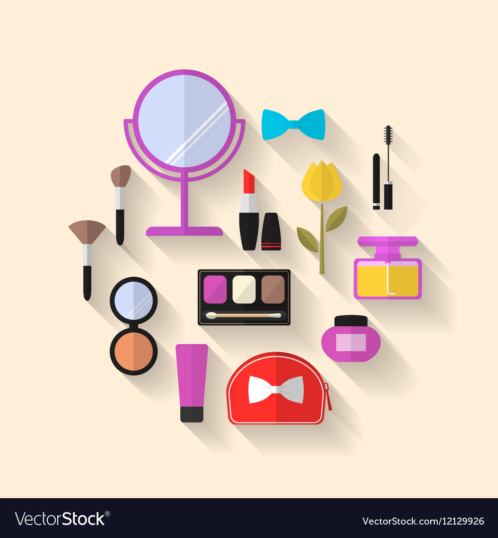 Makeup cosmetic and beauty flat icons