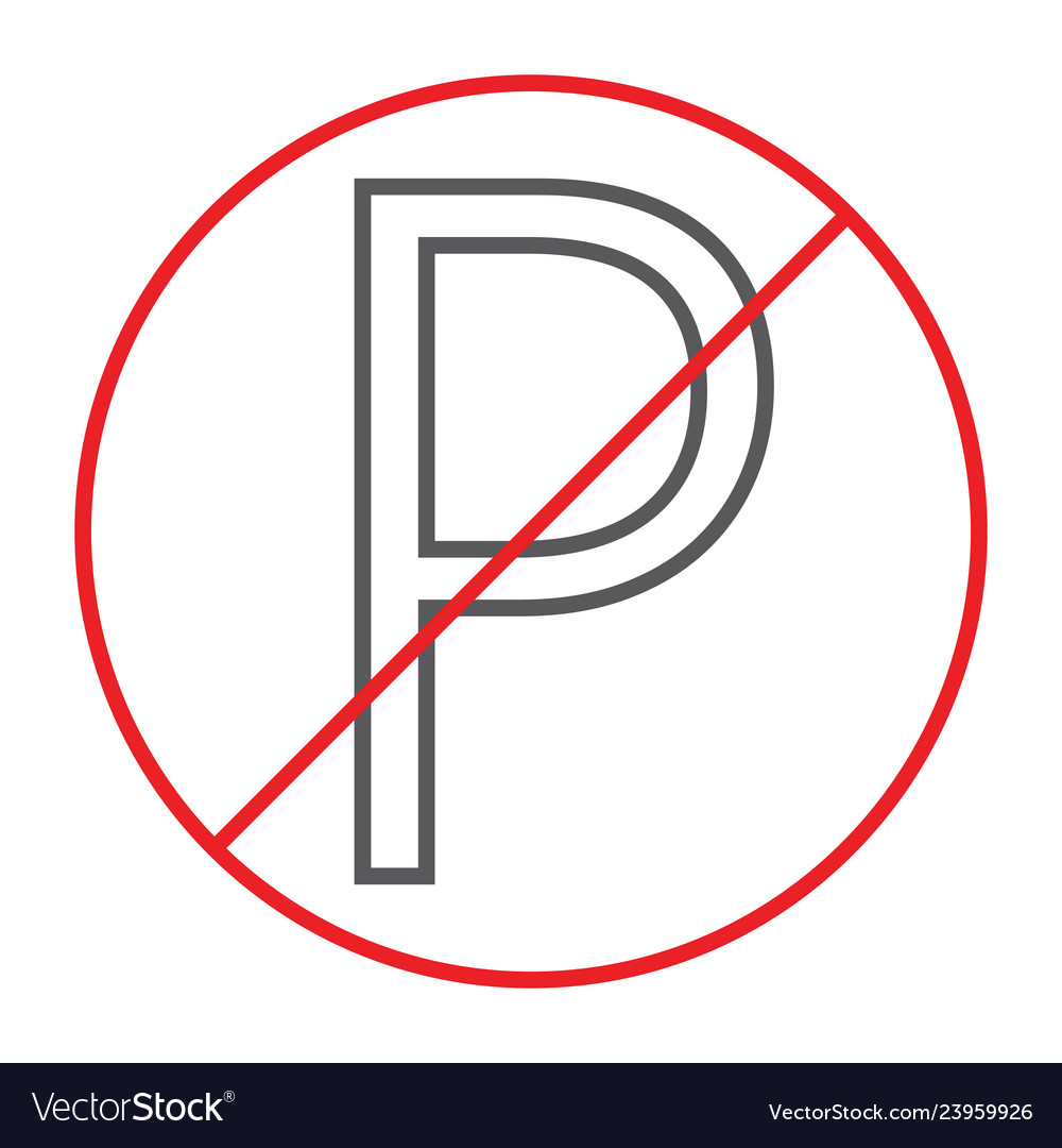 No parking thin line icon prohibited Royalty Free Vector