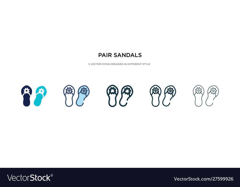 Pair sandals icon in different style two colored