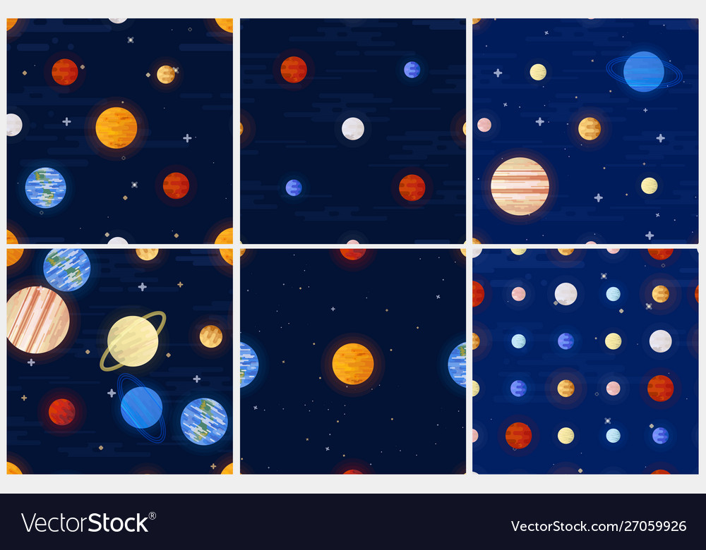Space print seamless pattern set vector image Space print seamless pattern set