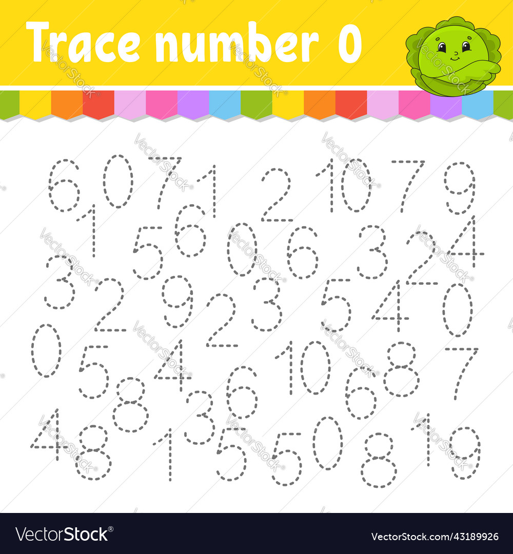 Trace number handwriting practice learning vector image Trace number handwriting practice learning