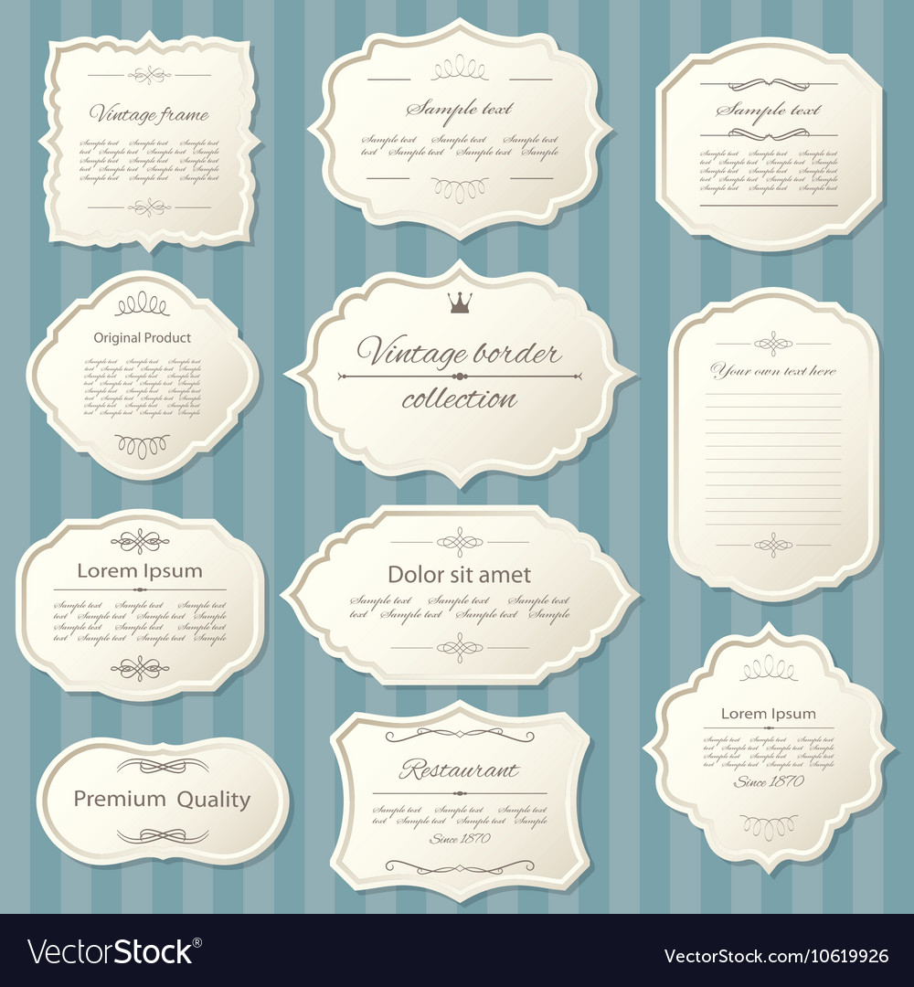Vintage Frame Set Calligraphic Design Elements Vector Image