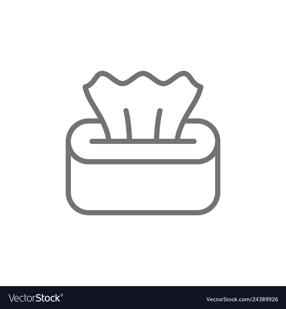 Wet napkin in box tissue paper line icon Vector Image