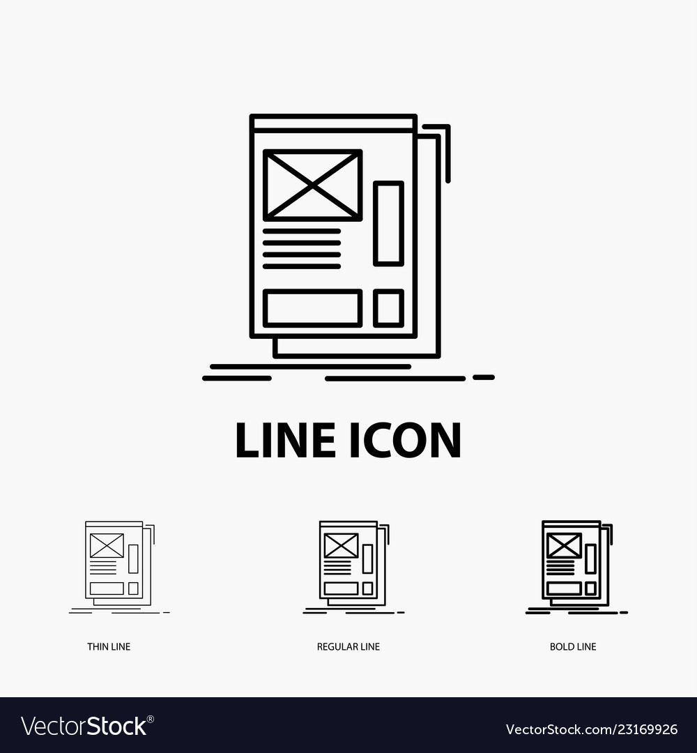 Wire framing web layout development icon in thin vector image Wire framing web layout development icon in thin