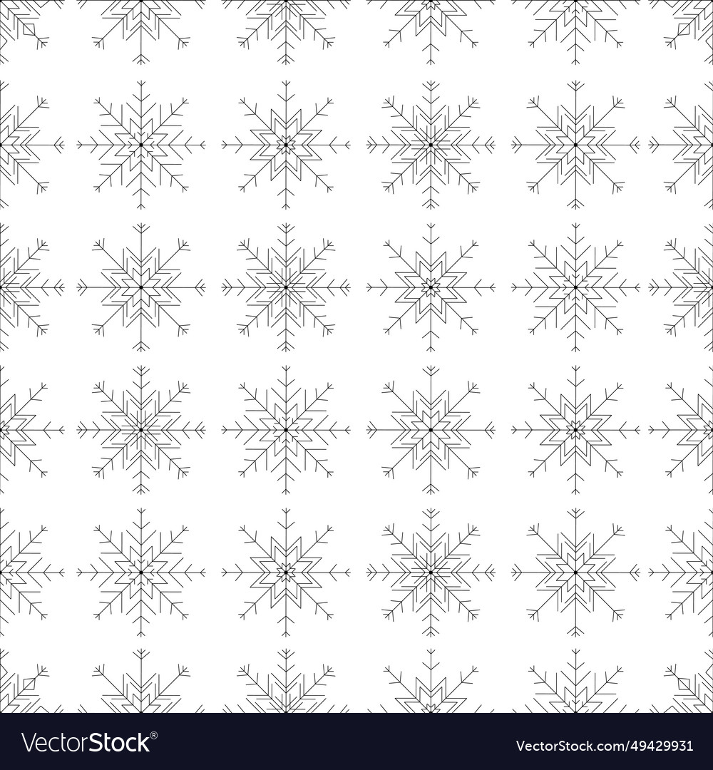 A seamless black and white snowflake pattern