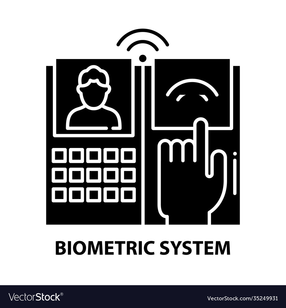 Biometric system icon black sign vector image Biometric system icon black sign