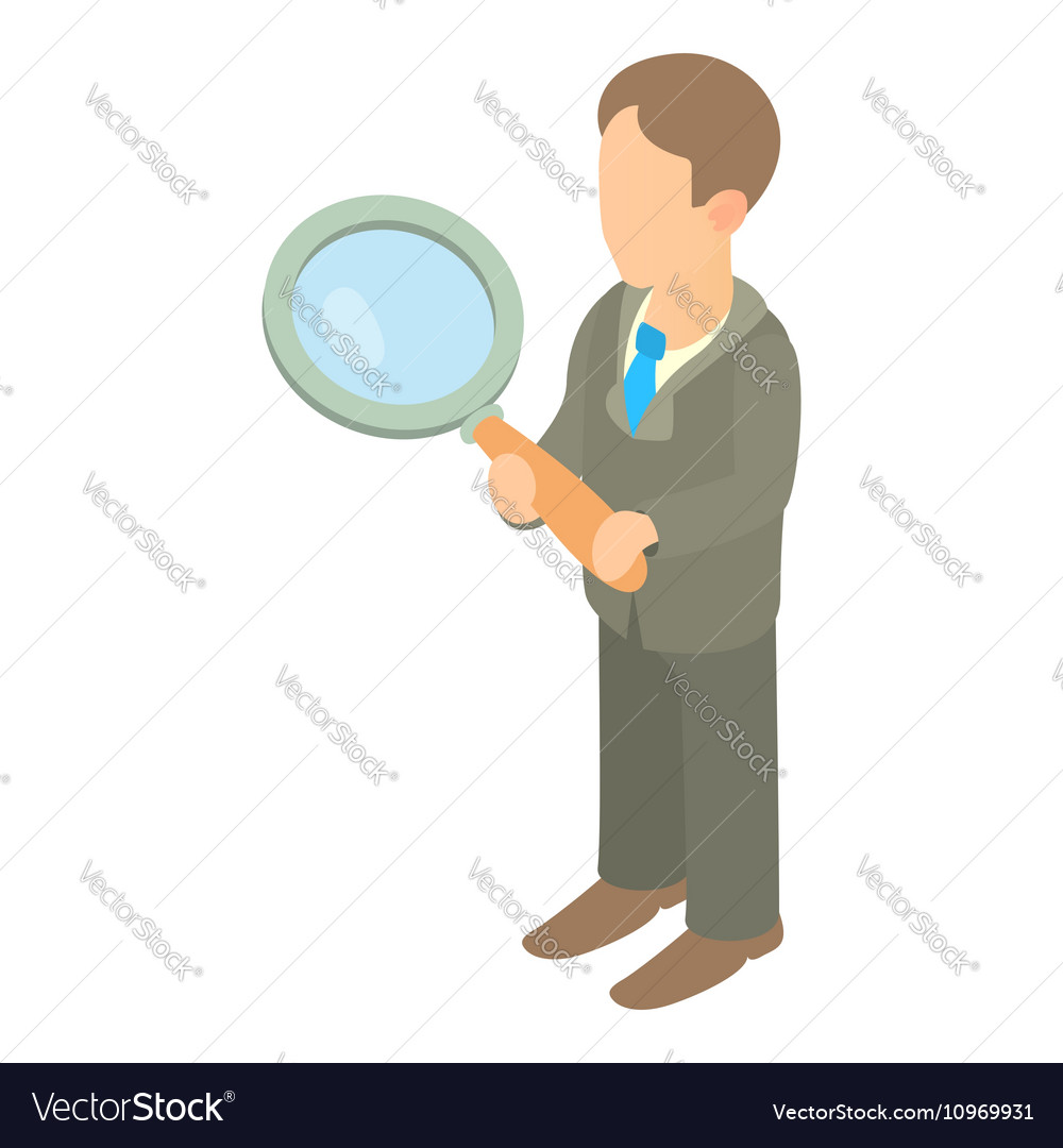 Businessman holding magnifying glass icon Vector Image