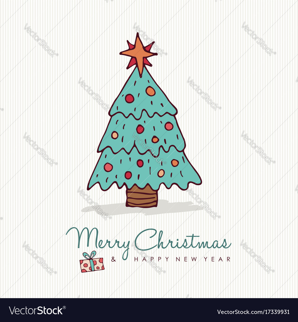 Christmas and new year holiday pine tree cartoon Vector Image