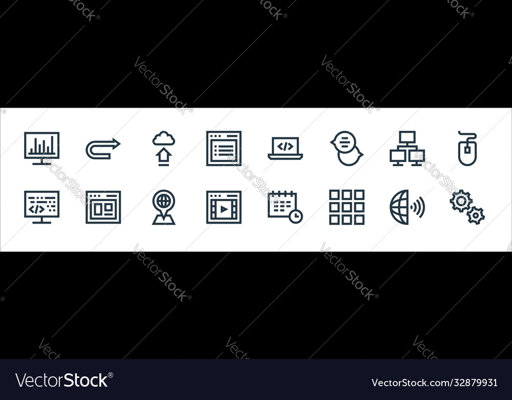 Development line icons linear set quality