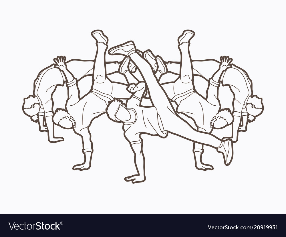 Group of people dancing street dance action Vector Image Group of people dancing street dance action Vector Image