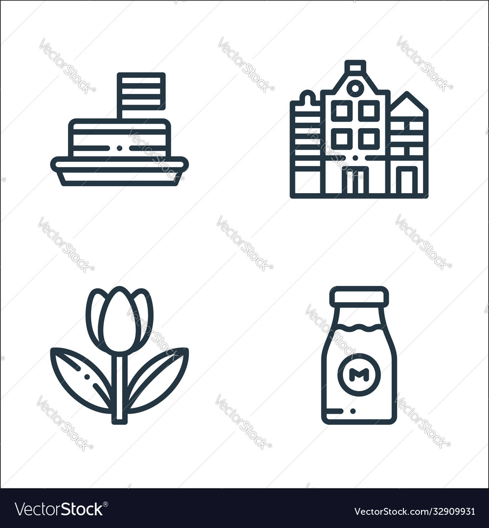 Holland line icons linear set quality vector image Holland line icons linear set quality