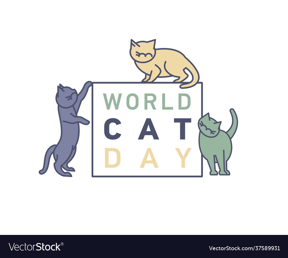 International cat day logo editable Royalty Free Vector